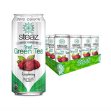 Steaz Organic Zero Calorie Iced Green Tea, Raspberry, 16 FL OZ (Pack of 12)