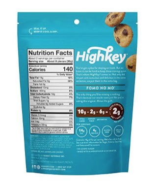 HighKey Snacks Keto Food Low Carb Snack Cookies, Chocolate Chip, 3 Pack - Gluten Free & No Sugar Added, Healthy Diabetic, Paleo, Atkins Dessert Sweets, Natural Ingredient Product