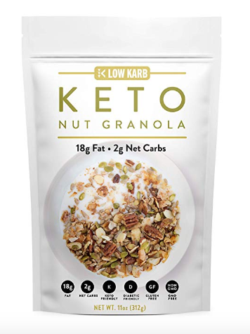 Low Karb - Keto Nut Granola Healthy Breakfast Cereal - Low Carb Snacks & Food - 2g Net Carbs - Almonds, Pecans, Coconut and more (11 oz) (1 Count)