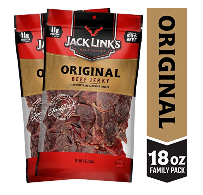 Jack Link’s Beef Jerky, Original, (2) 9 oz. Bags – Great Everyday Snack, 11g of Protein and 80 Calories, Made with 100% Premium Beef - 96% Fat Free, No Added MSG