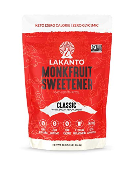 Lakanto Monkfruit Sweetener, 1:1 Sugar Substitute, Keto, Non-GMO (Classic White - 3 lbs)