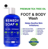 Remedy Soap Tea Tree Oil Body Wash, Helps Body Odor, Athlete’s Foot, Jock Itch, Ringworm, Yeast Infections, Skin Irritations, Shower Gel for Women/Men, Natural Mint & Aloe Skin Cleanser 12 Oz