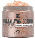 M3 Naturals Himalayan Salt Scrub Infused with Collagen and Stem Cell All Natural Exfoliating Body and Face for Acne Cellulite Dead Skin Scars Wrinkles Cleansing Exfoliator 12 oz