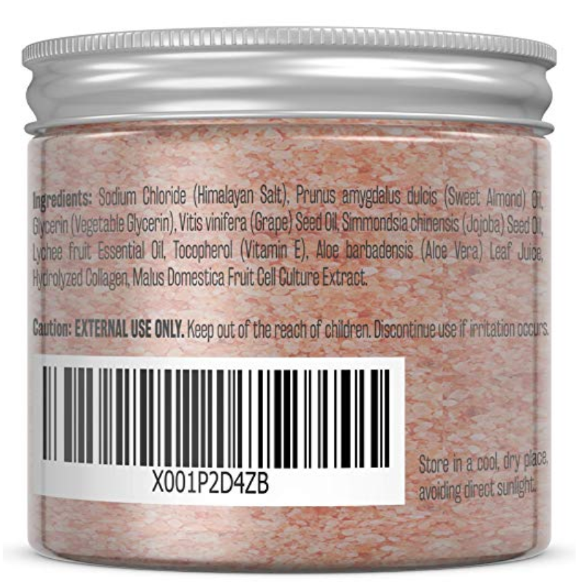 M3 Naturals Himalayan Salt Scrub Infused with Collagen and Stem Cell All Natural Exfoliating Body and Face for Acne Cellulite Dead Skin Scars Wrinkles Cleansing Exfoliator 12 oz