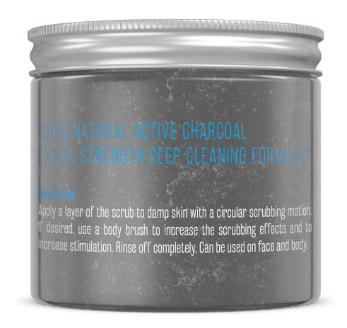 M3 Naturals Activated Charcoal Scrub Infused with Collagen and Stem Cell All Natural Exfoliating Body and Face for Acne Cellulite Dead Skin Scars Wrinkles Cleansing Exfoliator 12 oz