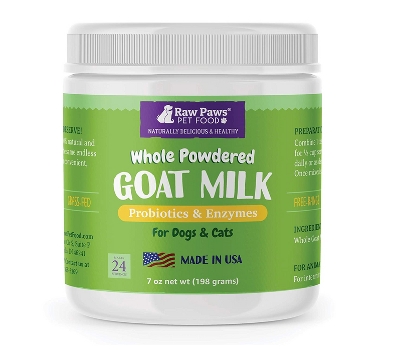 Raw Paws Frozen Raw & Powdered Goat Milk for Dogs & Cats - Made in USA - Milk Replacer for Puppies & Kittens - Goats Milk Supplement for Pets - Pet Food Topper & Enhancer