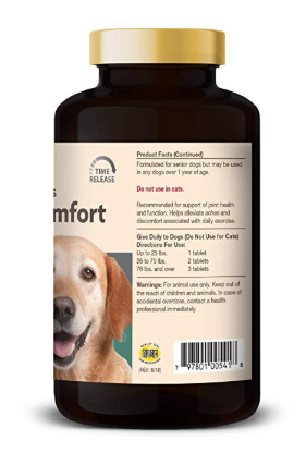 NaturVet – Senior Wellness Aches & Discomfort for Dogs Plus Glucosamine – 60 Chewable Tablets – Supports Joint Health & Function – Relieves Aches & Discomfort