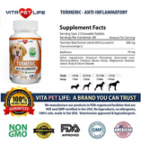 Turmeric for Dogs, Curcumin and BioPerine Anti Inflammatory Supplement, Antioxidant, Promotes Pet Mobility and Pain Relief, Prevents Joint Pain and Inflammation, 120 Natural Chew-able Tablets.