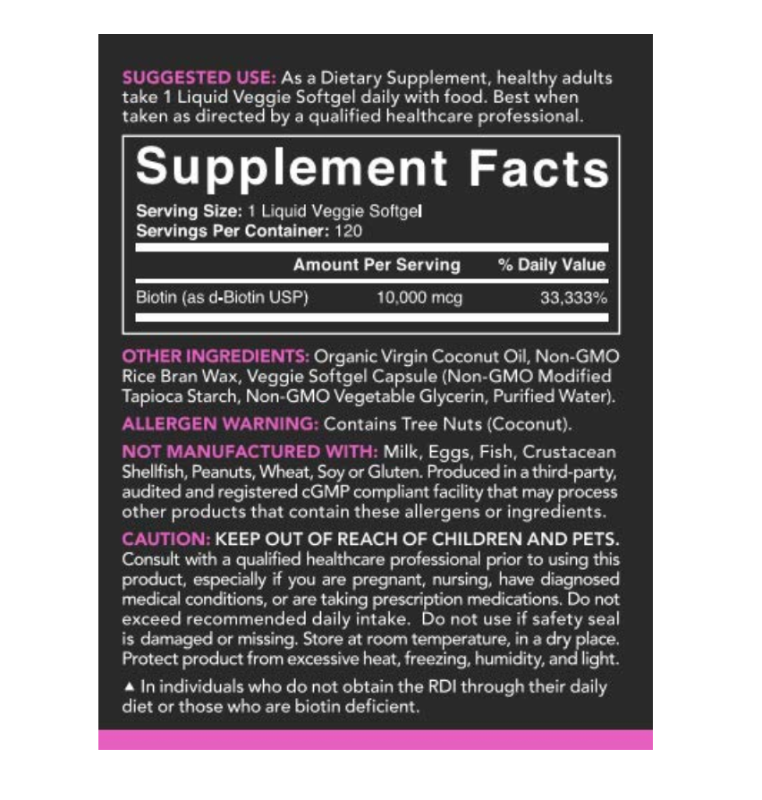 Sports Research Biotin (10,000mcg) with Organic Coconut Oil, Supports Healthy Hair, Skin & Nails , Non-GMO Verified & Vegan Certified (120 Veggie-Softgels)