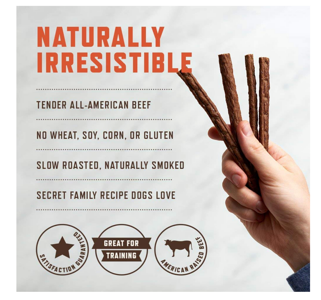 Rocco & Roxie Gourmet Jerky Dog Treats Made in USA - Slow Roasted, Delicious, Tender and Healthy 6" Jerky Sticks Treat - Choose Beef, Chicken or Turkey - 16 oz. Bag