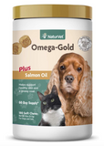 NaturVet – Omega-Gold Plus Salmon Oil – Supports Healthy Skin & Glossy Coat – Enhanced with DHA, EPA, Omega-3 & Omega-6 – for Dogs & Cats