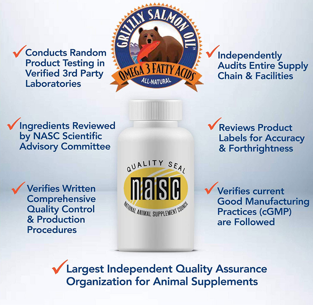 Grizzly All-Natural Wild Caught Alaskan Salmon Oil Dog Food Supplement | Balanced Blend of Omega-3 Fatty Acids | Medical Grade Pump for Exact, No-Spill Dose